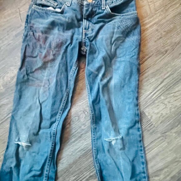 Marc Jacobs Ladies Scribble Spiderweb RARE Distressed Boot Cut Jeans 06 LG $168 - Picture 6 of 6